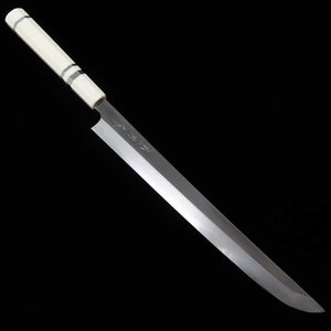 Tadokoro Hamono Makoto Finition miroir Acier argenté n°3 Takobiki à pointe ronde Manche imitation ivoire (300 mm)