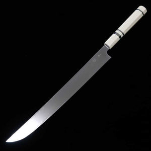 Tadokoro Hamono Makoto Finition miroir Acier argenté n°3 Takobiki à pointe ronde Manche imitation ivoire (300 mm)
