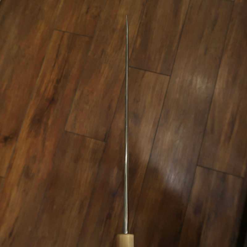 NIGARA Nitō cuchillo forjado coreless damasco punta redondeada tipo yanagiba Aogami nº 2 × Shirogami nº 2, mango personalizado (300 mm)