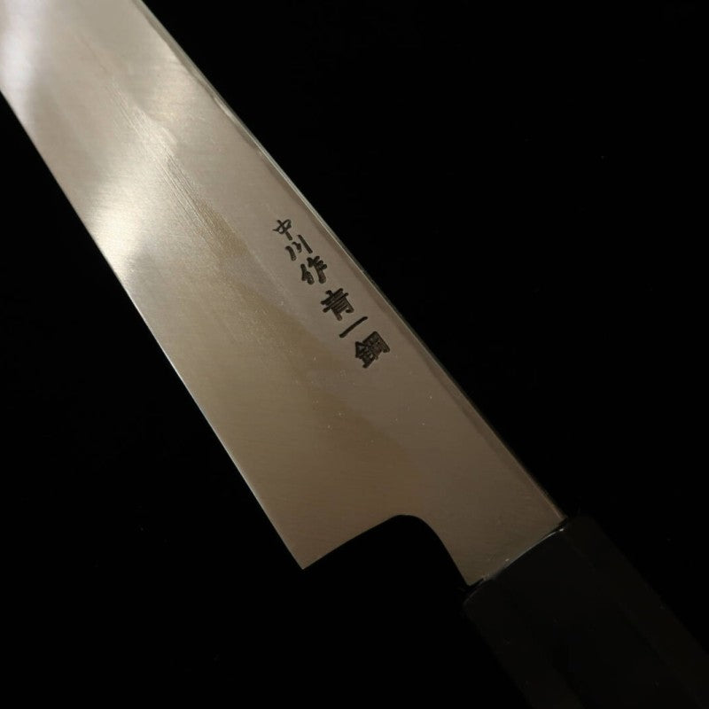 SAKAI KIKUMORI, Ren, Yanagiba Sakimaru, Acier bleu n°1, manche turquoise (300 mm)
