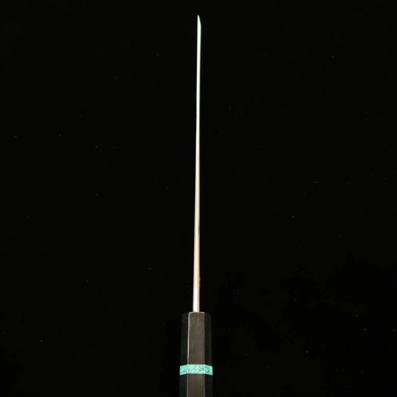 SAKAI KIKUMORI, Ren, Yanagiba Sakimaru, Acier bleu n°1, manche turquoise (300 mm)