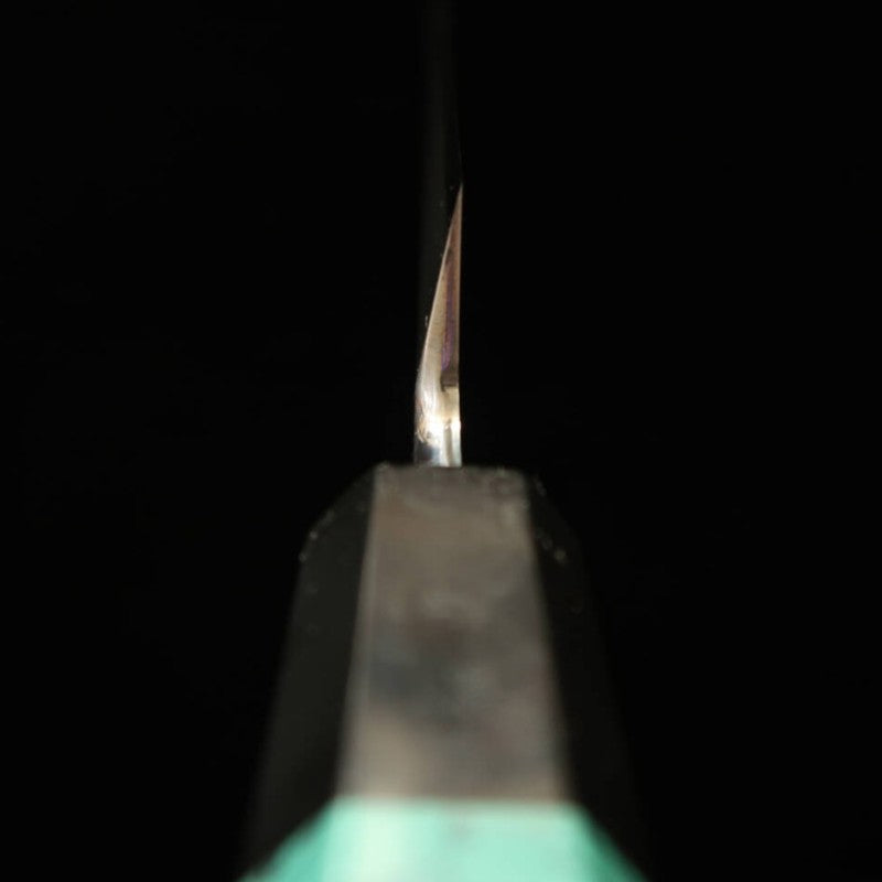 SAKAI KIKUMORI, Ren, Yanagiba Sakimaru, Acier bleu n°1, manche turquoise (300 mm)