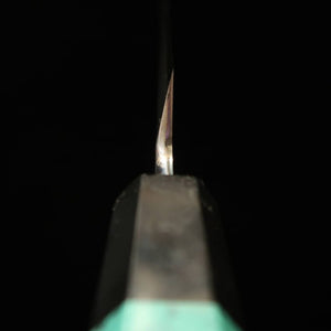 SAKAI KIKUMORI, Ren, Yanagiba Sakimaru, Acier bleu n°1, manche turquoise (300 mm)