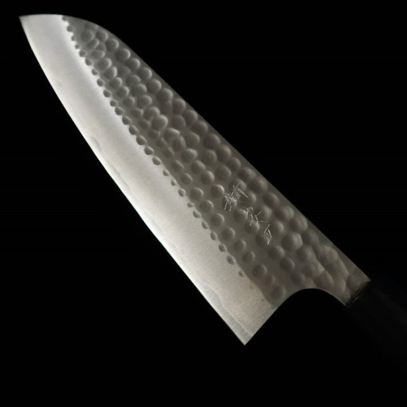 ANRYU, Santoku, Blue Steel No.2 Stainless Clad, Hammered Finish with Wenge Octagonal Handle (170mm)