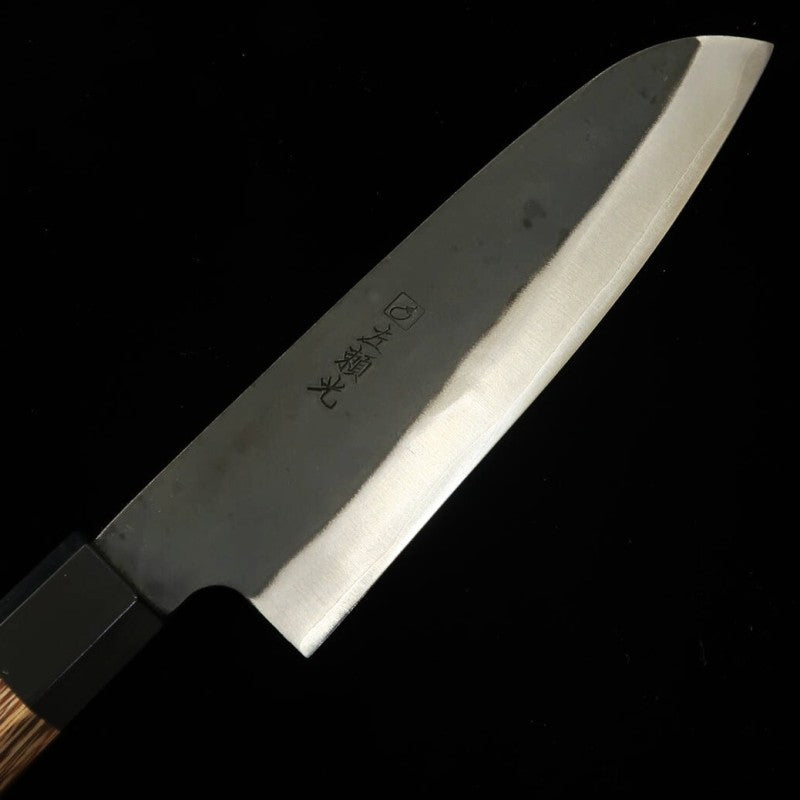 HIDARI YORIMITSU Santoku, acero Aogami nº 1, acabado negro, mango de tetsutoki (165 mm)