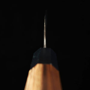 HIDARI YORIMITSU Santoku, acero Aogami nº 1, acabado negro, mango de tetsutoki (165 mm)