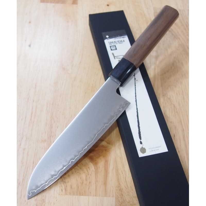 KAGEKIYO, santoku Chromax, semiinoxidable, mango octogonal de nogal (180 mm)