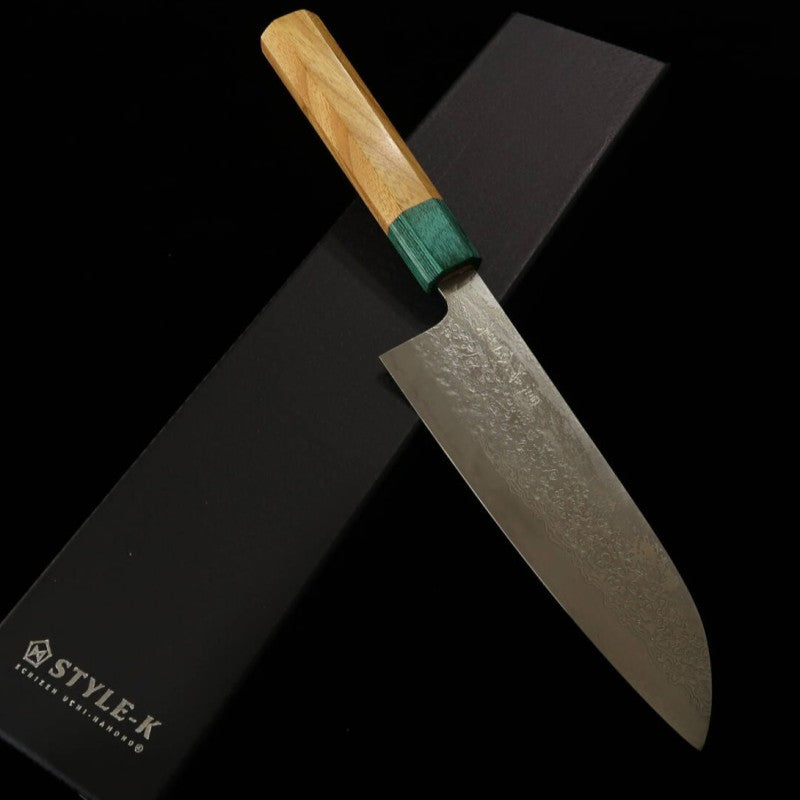 STYLE-K KUROSAKI Makoto - Kodama - Santoku VG10W Damas Manche en Keyaki (170 mm)
