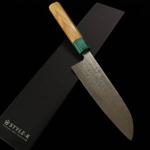 Santoku  Makoto Kurosaki STYLE-K Kodama VG10W Damasco cabo Keyaki (170mm)
