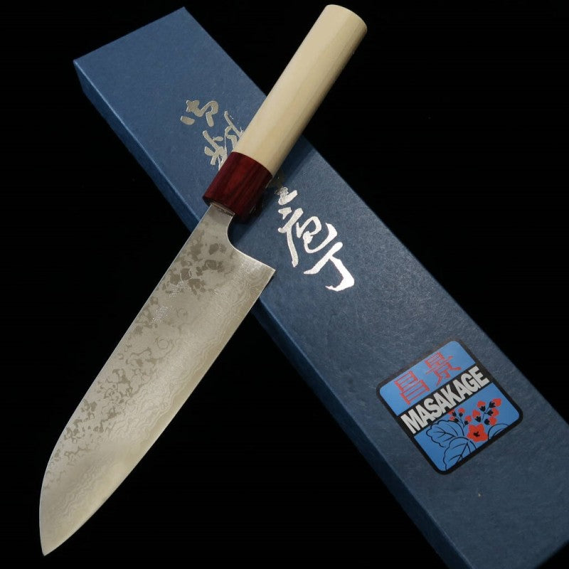 昌景 MASAKAGE 霧 三徳 VG10 ダマスカス 朴柄 (170mm)