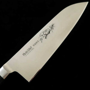 Santoku MISONO EU Carbon Engraved Knife with Black Plywood Handle (180mm)