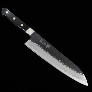 Miura MIURA Aogami Super acabado martillado negro santoku mango laminado negro (180 mm)