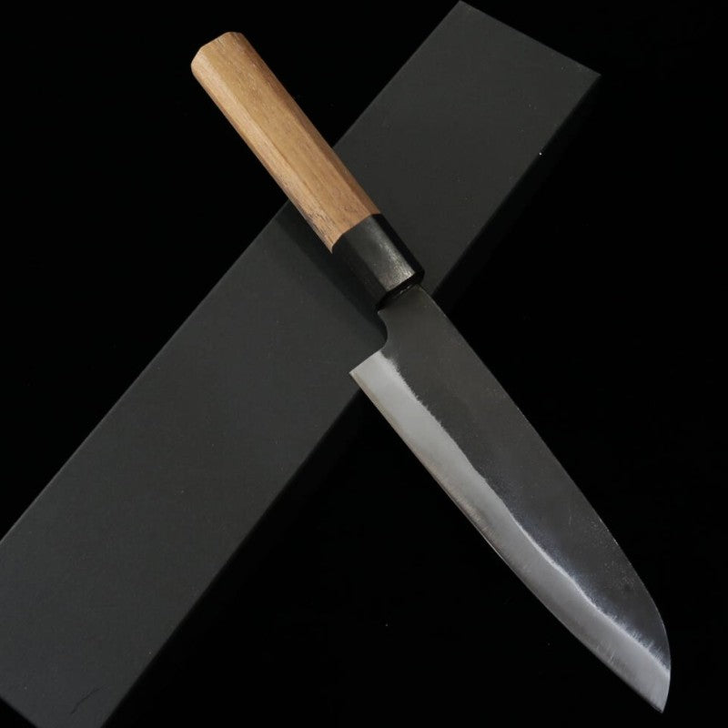 Santoku MIURA aogami nº 2 acabamento Kurouchi cabo em nogueira (165mm)