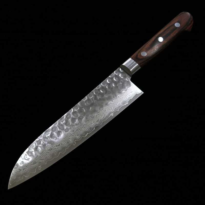MIURA VG-10 Damas damassé, manche en contreplaqué acajou, Santoku (180 mm)