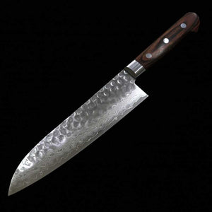 MIURA VG-10 Damas damassé, manche en contreplaqué acajou, Santoku (180 mm)