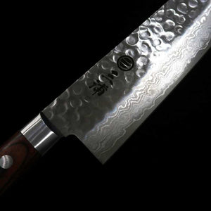 MIURA VG-10 Damas damassé, manche en contreplaqué acajou, Santoku (180 mm)