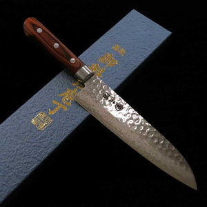MIURA VG-10 Damas damassé, manche en contreplaqué acajou, Santoku (180 mm)
