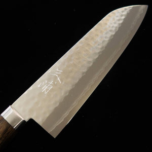 三浦 MIURA 三徳 刻流 VG10 鎚目 ダマスカス ブラウンアッシュ柄 （170mm）