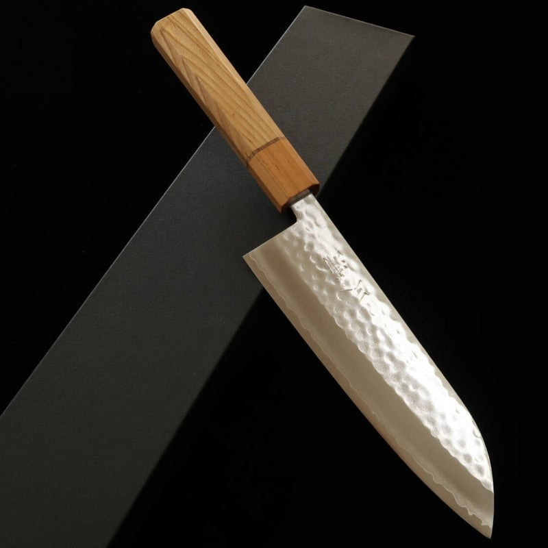 Miura MIURA Santoku Samidare V1 martillado, mango de fresno teñido de sakura (170 mm)