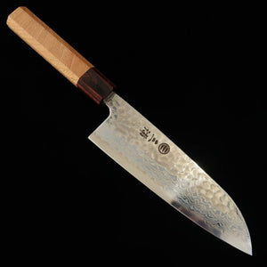 Santoku MIURA Ginsan Steel White Damascus Keyaki Handle (165mm)
