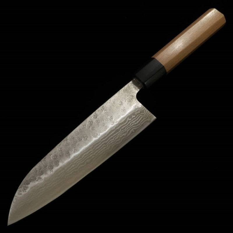 Santoku MIURA 440C Damascus Satin Cherry Octagonal Handle (165mm) 