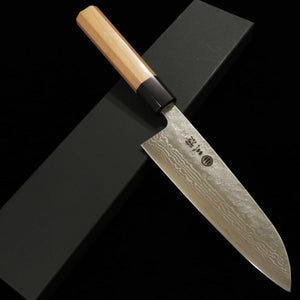 Santoku MIURA 440C Damascus Satin Cherry Octagonal Handle (165mm) 