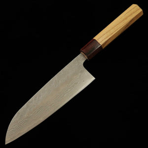 Santoku MIURA 440C Satin Damascus Oak Octagonal Handle (165mm)