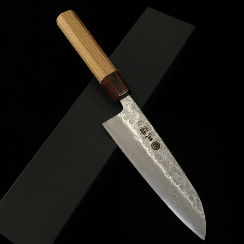 Miura MIURA Santoku 440C acabado nashiji Damasco mango octogonal de olmo japonés (165 mm)