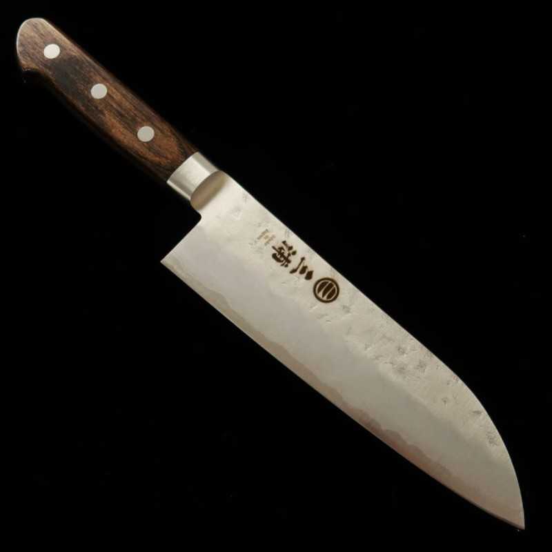 Miura santoku Gingami nº 3 acabado nashiji mango laminado marrón oscuro (165 mm)