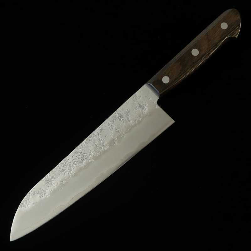 MIURA Santoku Ginsan Steel, Brown Plywood Handle (180mm)