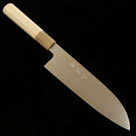三浦頂 三徳 白紙二号 ヘアライン仕上げ 朴八角柄 (180mm)