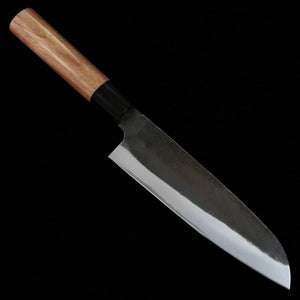 MIURA, santoku, acero Shiro-gami nº 2, acabado negro, mango de nogal americano (165 mm)