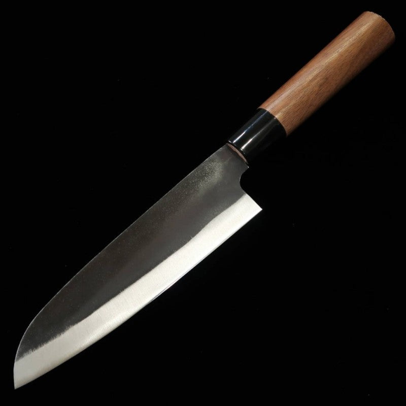 MIURA, santoku, acero Shiro-gami nº 2, acabado negro, mango de nogal americano (165 mm)