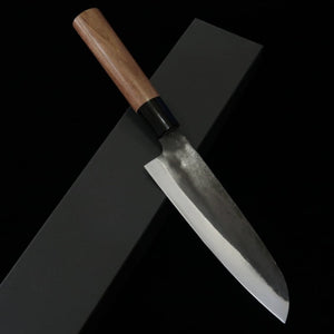 MIURA, santoku, acero Shiro-gami nº 2, acabado negro, mango de nogal americano (165 mm)