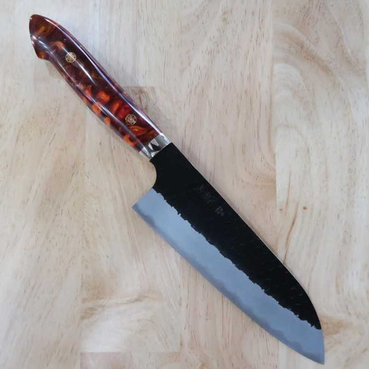 Santoku NIGARA SG2 Black Hammered Custom Handle (180mm)