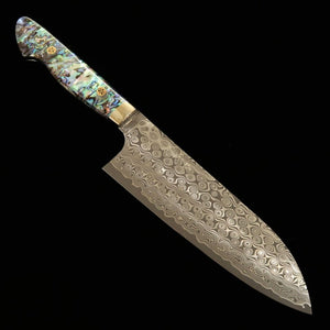 二唐刃物鍛造所 NIGARA 三徳 SG2 暗紋 ダマスカス 螺鈿柄 (180mm)