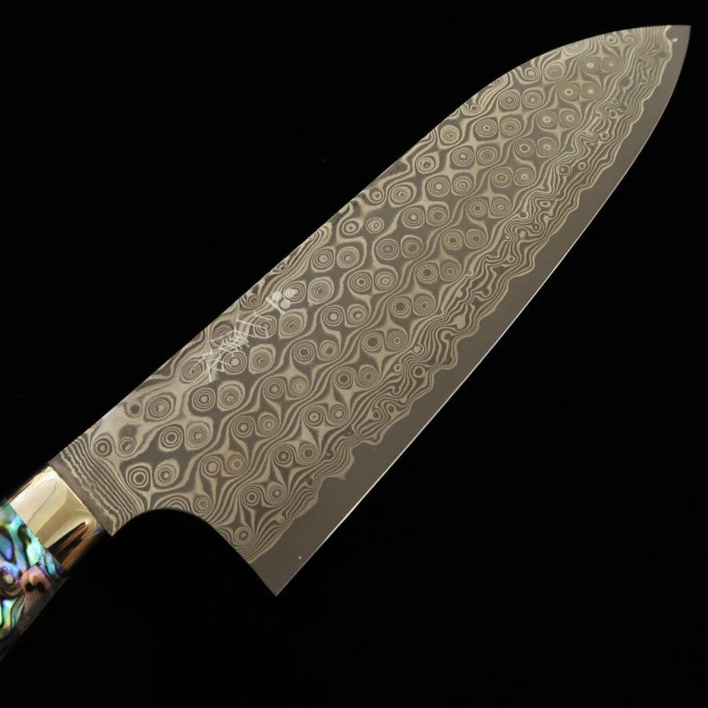 二唐刃物鍛造所 NIGARA 三徳 SG2 暗紋 ダマスカス 螺鈿柄 (180mm