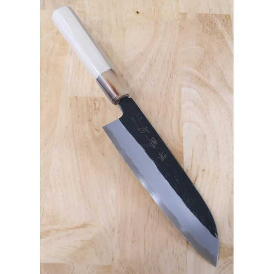 酔心 SUISIN 富樫憲治作 黒鍛造 白紙二号 三徳 (180mm)