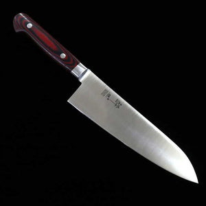 SUISIN, INOX PREMIUM, Santoku, Manche en micarta rouge et noir (180 mm)