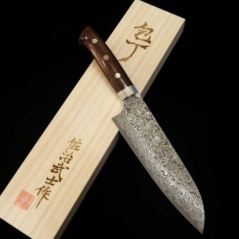 佐治武士SAJI TAKESHI 三徳 R2 ダマスカスアイアンウッド（180mm）