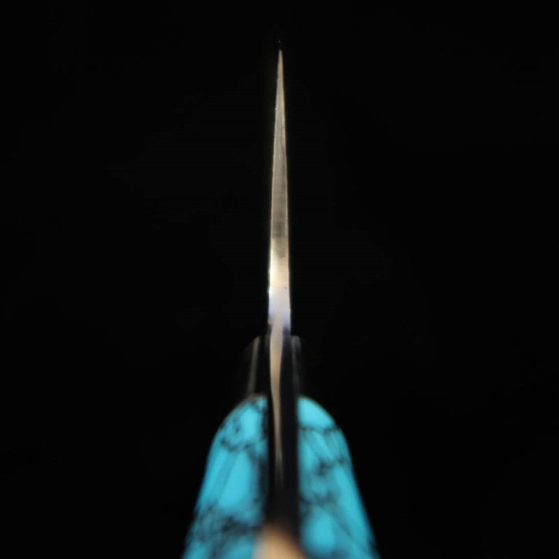 Santoku SAJI TAKESHI R2 Diamond Finish Blue Turquoise (180mm)