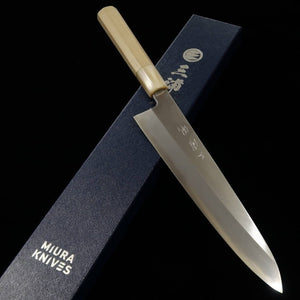 MIURA OBIDAMA, Gyuto à simple tranchant, Gin-san No.3, Finition Kasumi (240 mm)