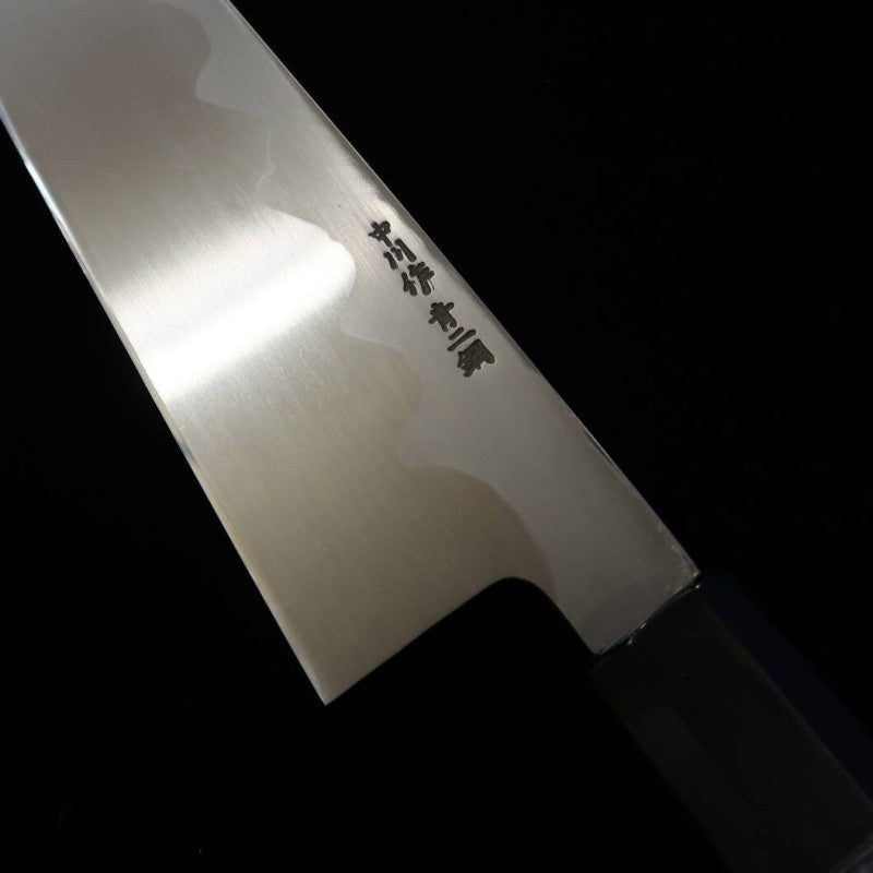 Gyuto Miura Obidama Single-edged Blue steel No. 2, Ebony Silver-wrapped Handle (240mm) 