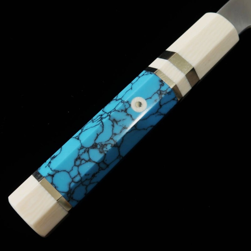 三浦佩 MIURA Obidama 片刃牛刀 銀紙三号 ターコイズカスタムハンドル  (240mm)