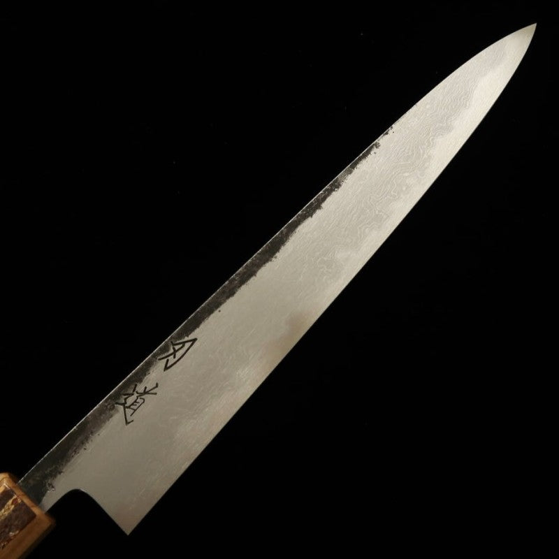 刃道 HADO 墨 筋引 青紙一号 黒打ち ダマスカス 桜皮霜降柄 （240/270mm）