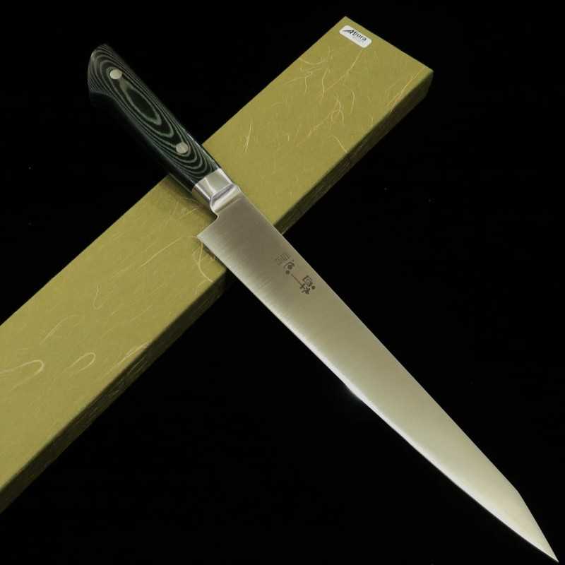 SUISIN Sujihiki INOX PREMIUM Micarta Handle Green/Black (240/270mm)