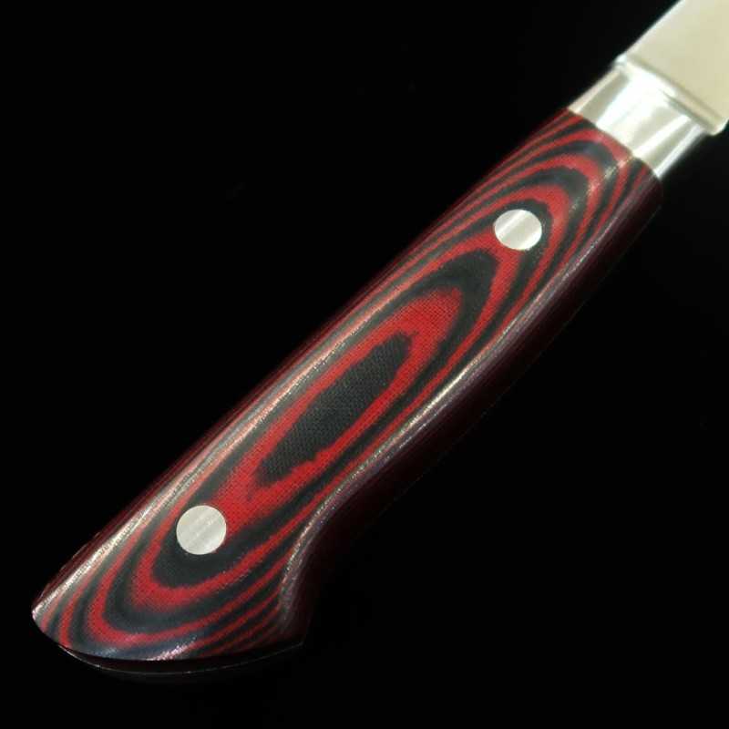 Suisin INOX PREMIUM, couteau à trancher, manche en micarta rouge/noir (240/270 mm).
