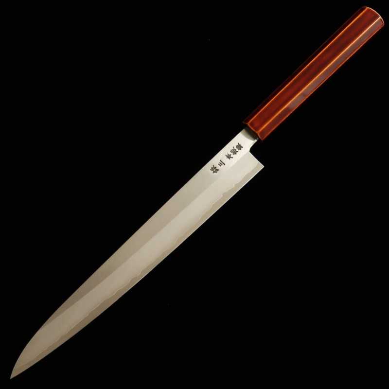 Sujihiki HADO Ginsan mango octogonal de cerezo lacado (240mm)