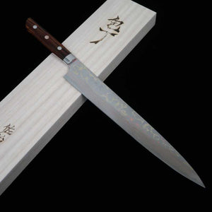 Takeshi Saji Sujihiki Aogami No. 2 Colored Damascus Ironwood handle (270mm)