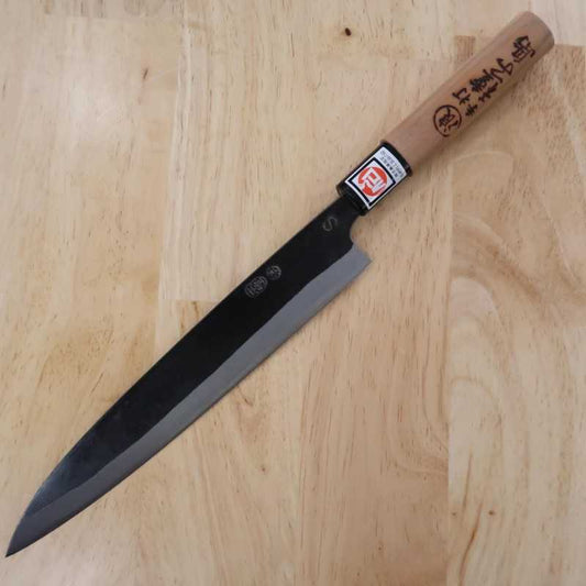 Yanagiba IKENAMI HAMONO White no.1 steel + stainless steel Sakura Handle Double-Edged Sashimi Knife (210mm)